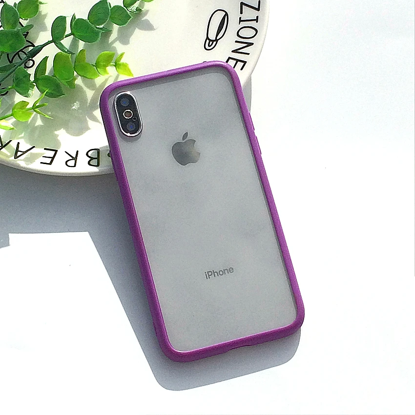 Purple Прозрачный жесткий чехол для телефона+ Мягкий ТПУ чехол для Apple iPhone X XR Чехол 7 8 Plus чехол для iPhone6s iPhone XS 11Pro Max чехол - Цвет: Purple