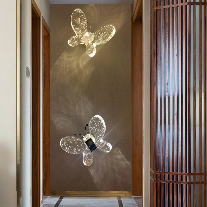 

Modern Living Room Crystal Wall Lamps Creative Mirror Wall Lights Bedroom Bedside Lamps Porch Bay Window Stair led Lighting