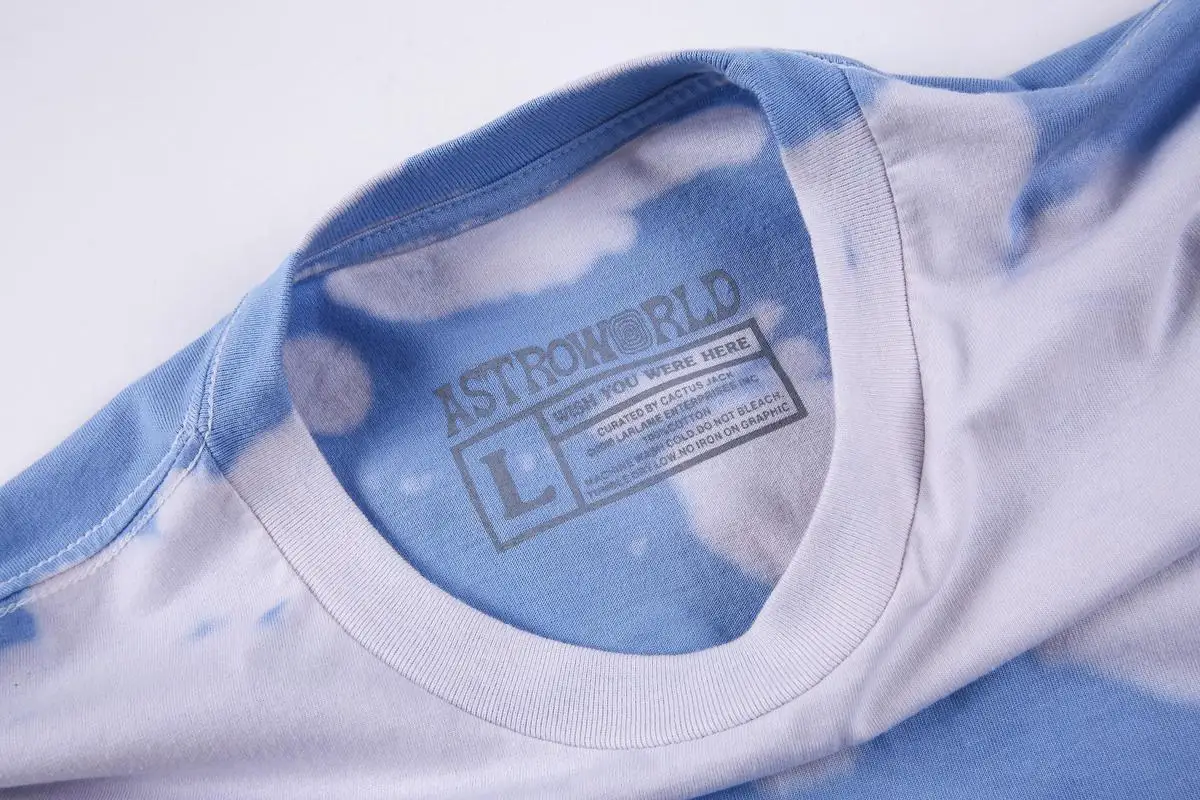 19SS Трэвиса Скотта Astroworld нет прохожих высокое качество Tiedye футболки Джастин Бибер Хип-Хоп Уличная одежда Astroworld футболки для мужчин