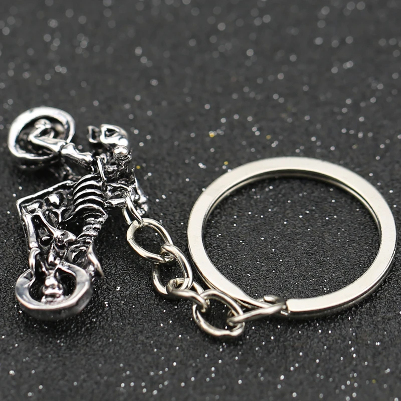 Ghost Rider брелок для мотоцикла скелета черепа ребра кольцо ключей винтажное панк