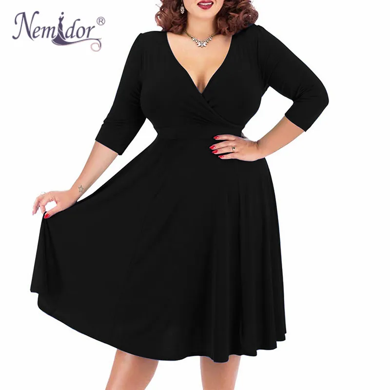 Платье Nemidor женское с коротким рукавом и треугольным вырезом|swing dress|a-line dressdress plus |