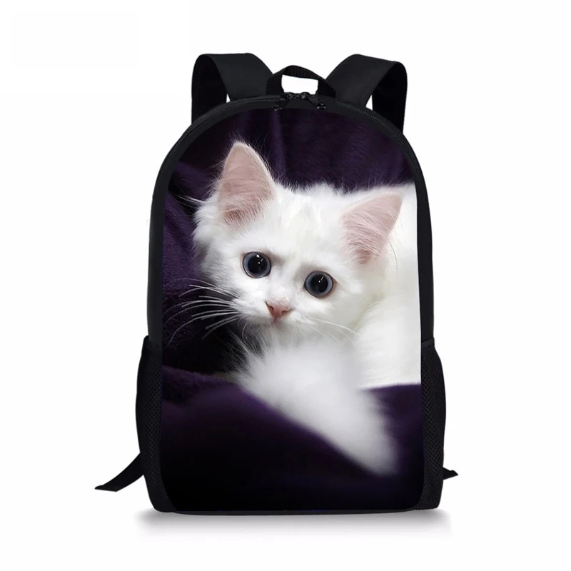 As picture ThiKin новые очаровательные школьные сумки с котенком и кошкой для девочек-подростков, рюкзак для студентов, рюкзак кавайный фиолетовый рюкзак Mochila - Цвет: As picture