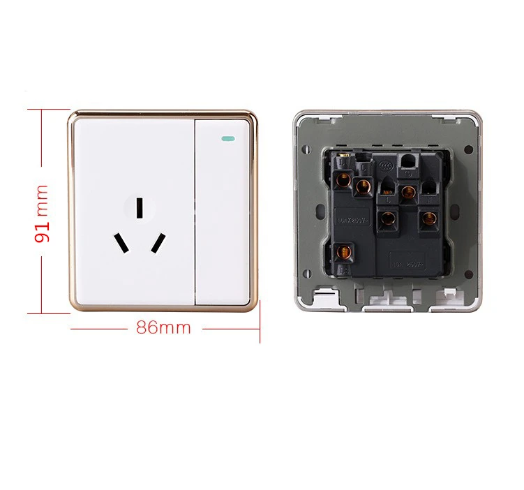 Golded Edge белый черный шампань AC250V 16A 3 Pin 1 кнопочный переключатель розетка AU