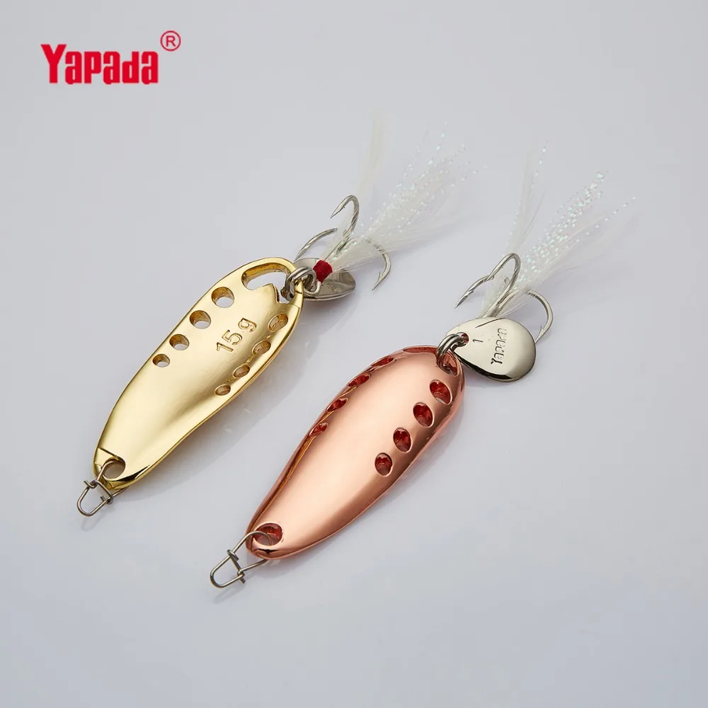 YAPADA ложка 015 Сплетница 10 г/15 г тройной крючок + перо Блестки многоцветные 49 мм/54 мм