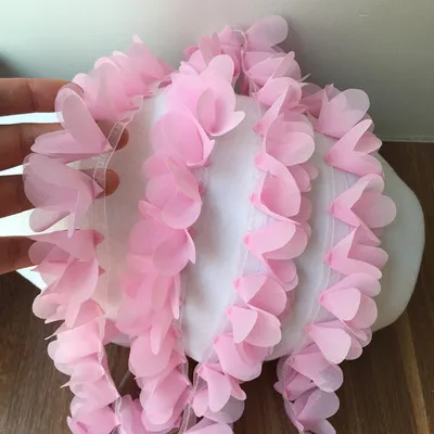 5 Yard/Lot 3D Chiffon Flowers Lace Trim Fabric 3.5cm Wedding Shoes Child Clothes Skirts DIY Accessories RS1112 | Дом и сад