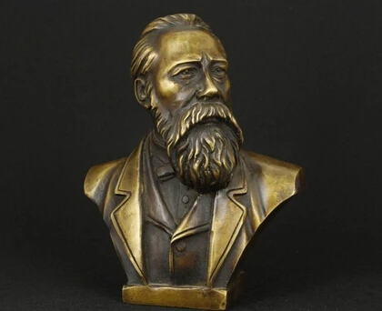 

Copper Brass CHINESE crafts Asian Elaborate Chinese Copper Communist Friedrich Von Engels Bust Statue sculpture