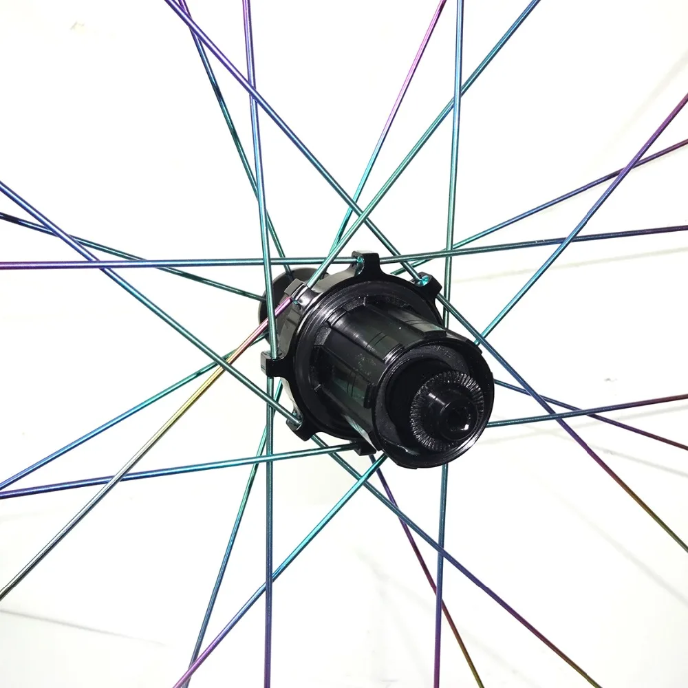 

7-tiger carbon fiber 38mm clincher rims 50mm road bike wheels with Titanium spokes 700c wheelset straight pull hubs cn nipples