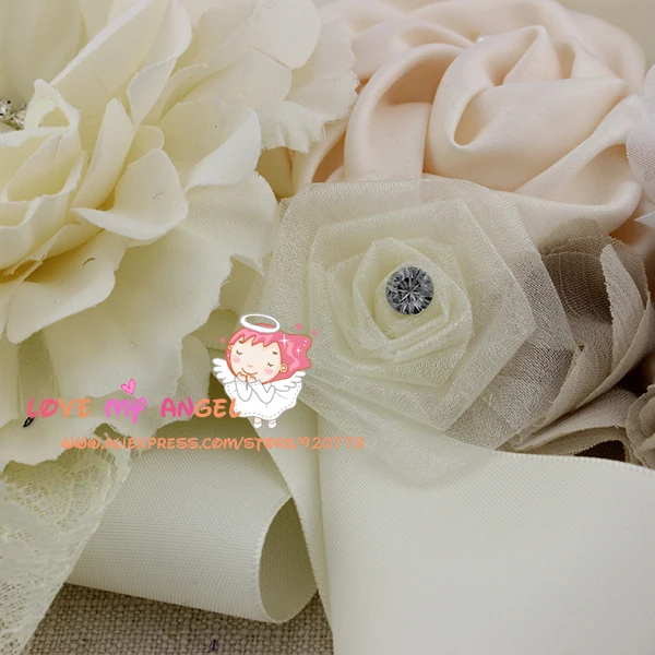 1 шт. цветочный свадебный пояс из слоновой кости ткань цветок с кружевом жемчуг