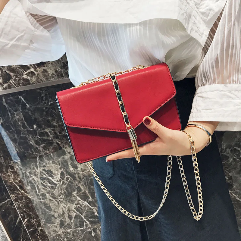 Цепь модные Универсальные женские кисточкой мешок Новинка 2017 сумки Crossbody сумка