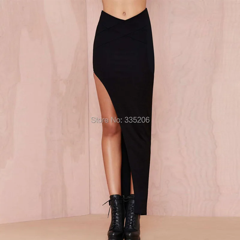 Free /drop shipping European winter fashion all-match maxi dress bag hip skirt slit irregular | Женская одежда
