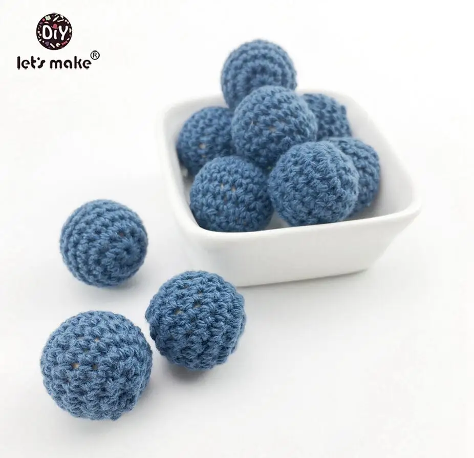 10 Let's make 20 мм круглые вязаные крючком бусины 5 шт. DIY Уход ожерелье аксессуары BPA бесплатно Деревянный Прорезыватель для зубов детский Прорезыватель - Цвет: 10