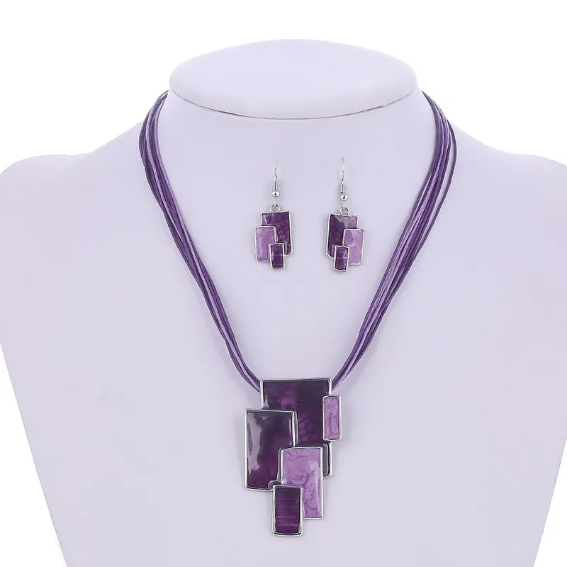 Женский комплект из колье серёг и с кожаным шнурком|necklace earring set|fashion jewelry setjewelry sets |