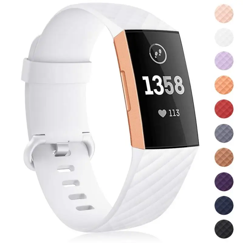 10 цветов ремешок для Fitbit Charge 3 часы силиконовый сменный с алмазным узором мужчин и