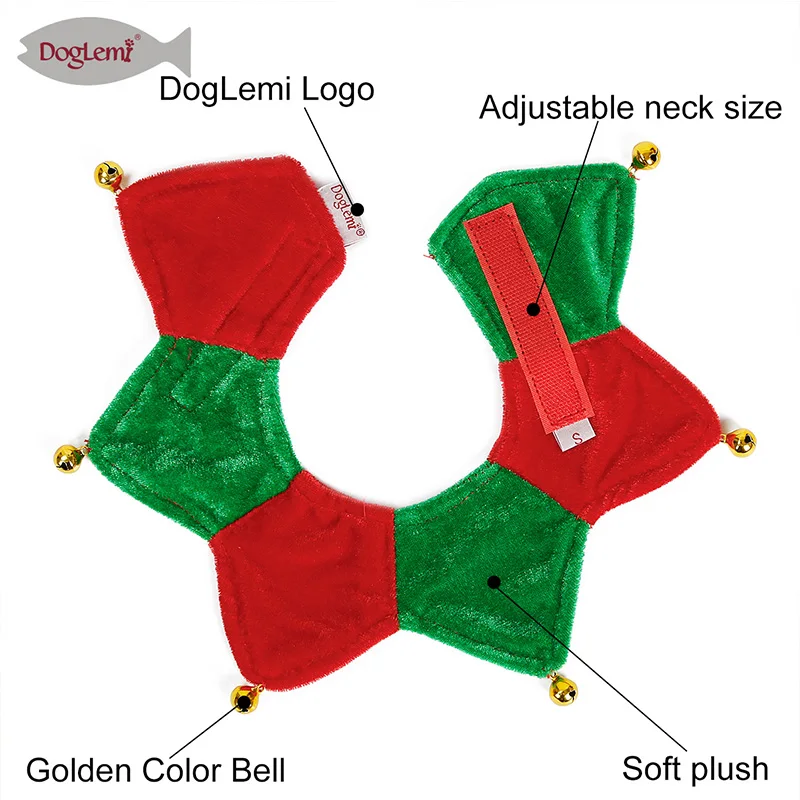 Christmas Pet Cat Dog Collar Bibs With Small Bells Puppy Kitten Neckerchief Adjustable Scarf Collars | Дом и сад