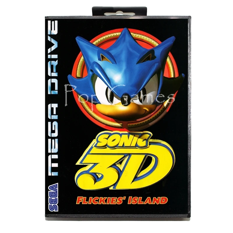 Соник 3D остров фликкиса с коробкой для 16-битной игровой карты Sega MD Mega Drive
