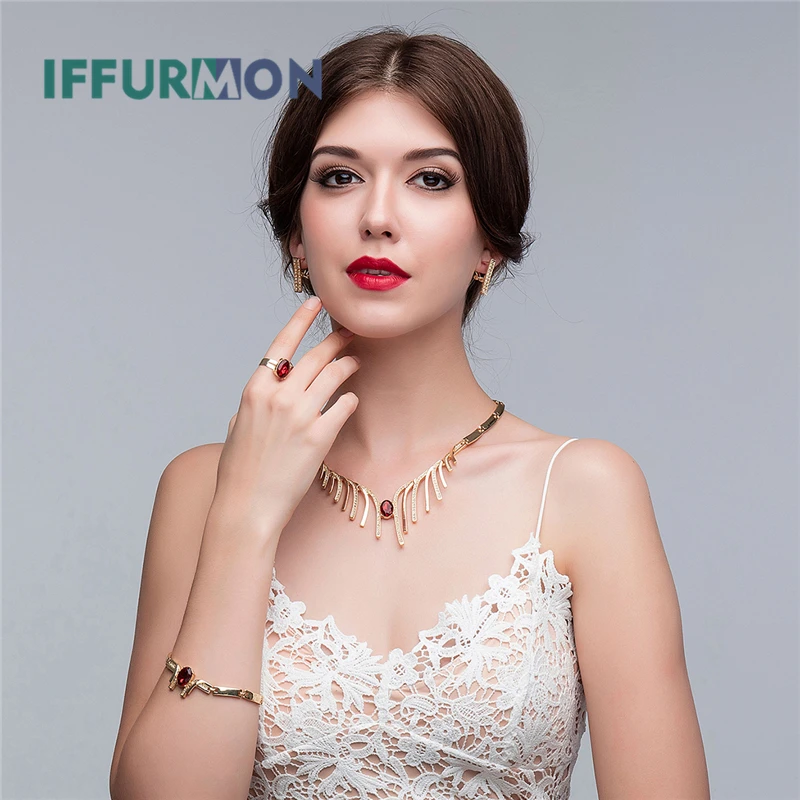 IFFURMON африканские бусы Ювелирные наборы для Для женщин золото Цвет Имитация