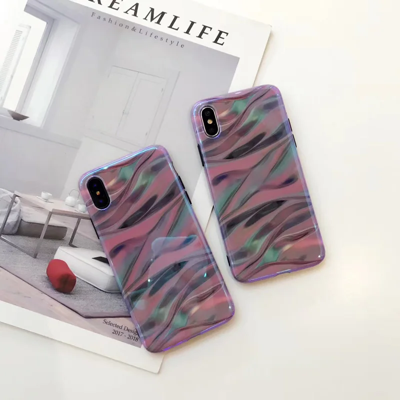 Красивые фиолетовые волнистые линии мягкая фотография для iphone8plus 7 7plus X Blue Ray
