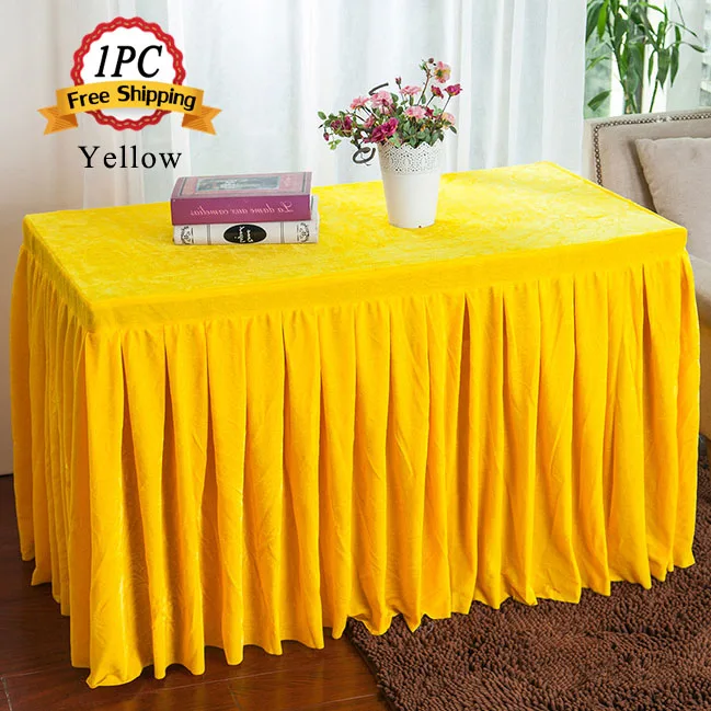 1 шт. декоративная бархатная плиссированная юбка для стола из полиэстера|table