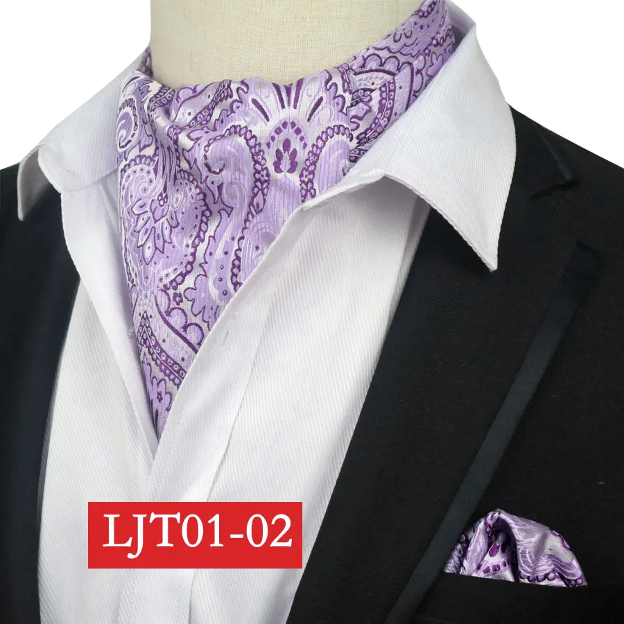 LJT01 01-16 мужской роскошный шелк аскотский галстук платок Набор Цветочный Пейсли Карманный квадратный костюм набор для свадебной вечеринки