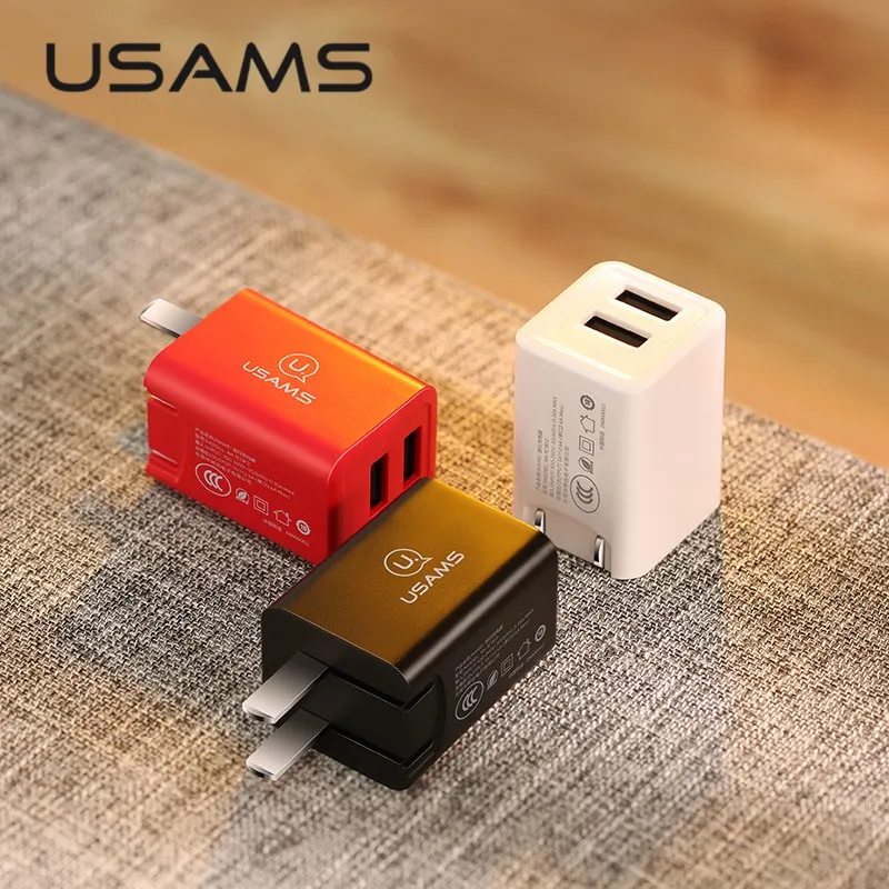 USAMS Mini Fold 2.4A 2 порта USB зарядное устройство двойной телефон для iphone Складной