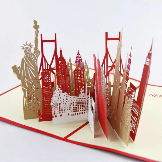 Карта силуэта нью йорка/3D карта kirigami/поздравительные открытки ручной работы