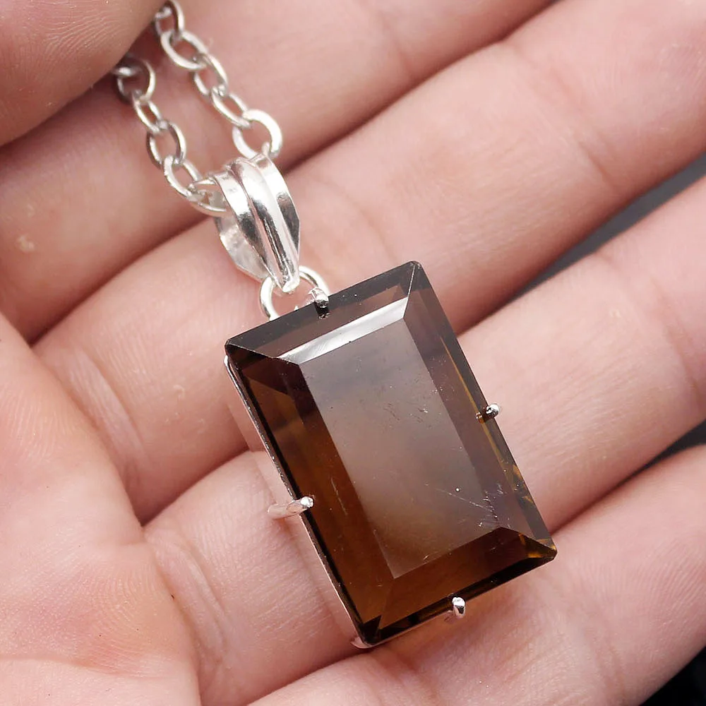 Новое поступление нежный дымчатый Topaz925 серебро амулеты кулон серьги комплект