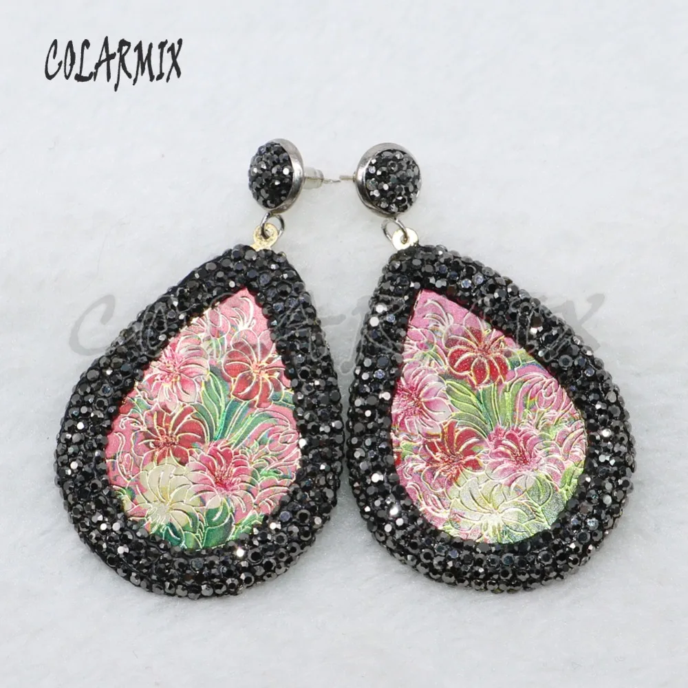 Висячие серьги цветочный узор Китайские стильные pave rhinestone модные украшения