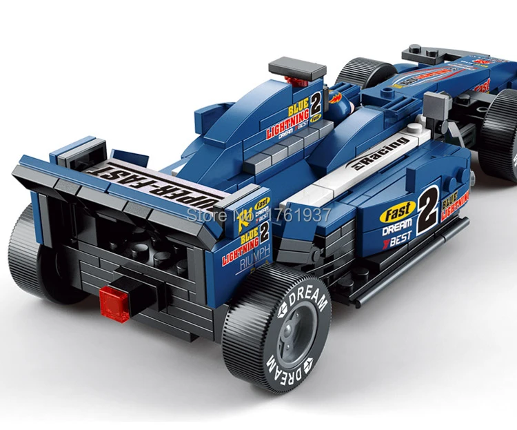 287 шт./компл. 1:24 синий F1 Гоночная машина строительных блоков в форме миньона Джорджа из мультфильма детская развивающая сборка детские игрушки