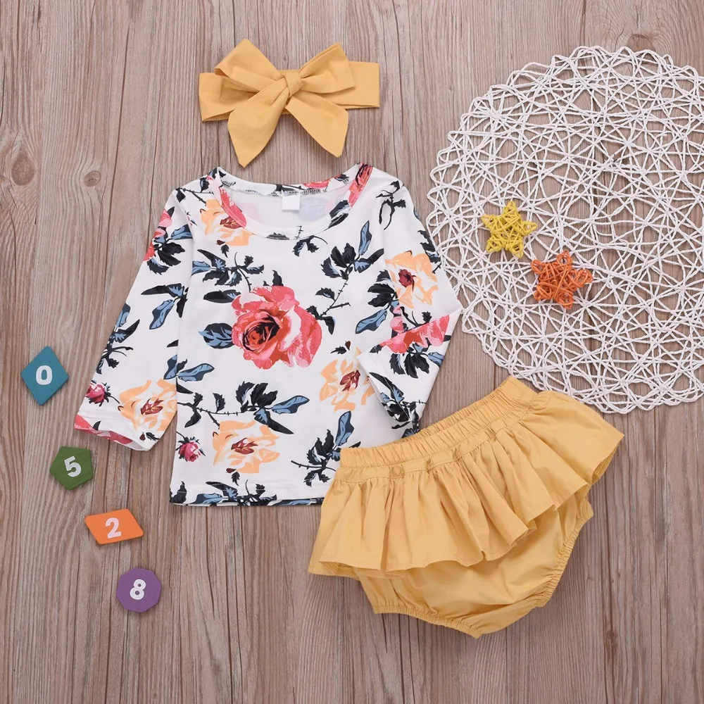 Новинка 2019 комплект одежды для маленьких девочек футболка с длинными рукавами и