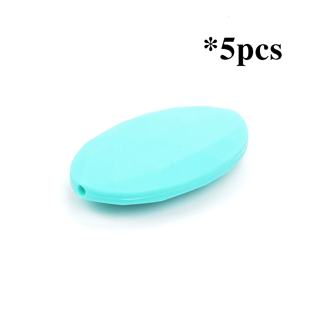 turquoise LOFCA 5 шт. плоские овальные бусины для прорезывания зубов Силиконовые Детские Прорезыватели для кормления diy жевательные Бисероплетение жемчужное ожерелье ювелирные изделия - Цвет: turquoise