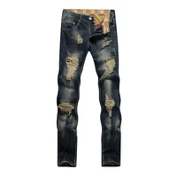 original brand mens denim pants men biker cowboy trousers hip hop jeans broken fashion new design straight ripped jeans cotton
