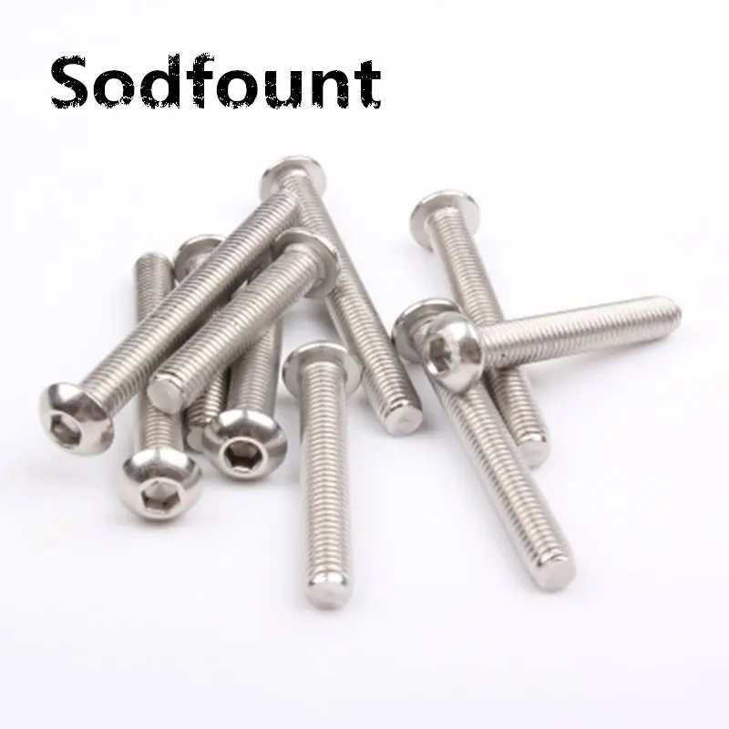 

50 шт./лот M6 Юань круглая полукруглая головка 304 нержавеющая сталь Шестигранная головка винтовые болты M6X10/12/14/16/20/25-80 мм