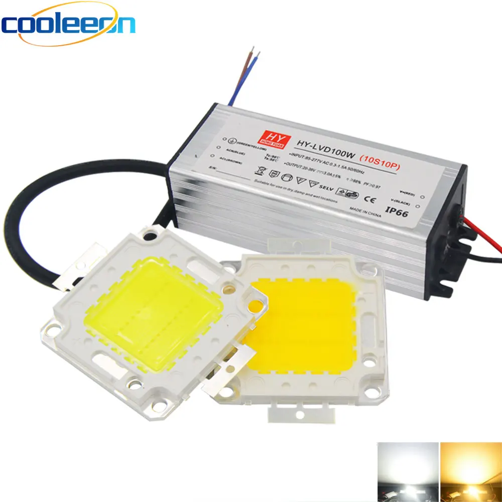 

100% Epistar LEDs Full Watt 10W 20W 30W 50W 100W COB LED Light Chip for Project Flood Light Floodlights AC LED Bulb with Driver