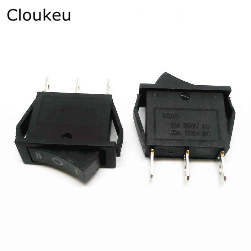 

5Pcs 10*28MM Rocker Switch Black KCD3-103 3Pin 3File Seesaw Power switch 15A250V