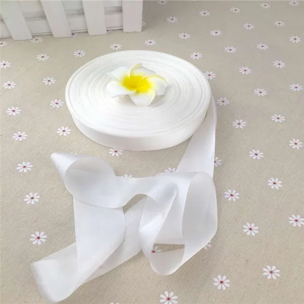 white 32 мм 1,2" X5mts 12 горячие цвета чистого шелка Вышивка бархатная тесьма тонкий тафта высокое качество шелковой ленты ручной работы - Цвет: white