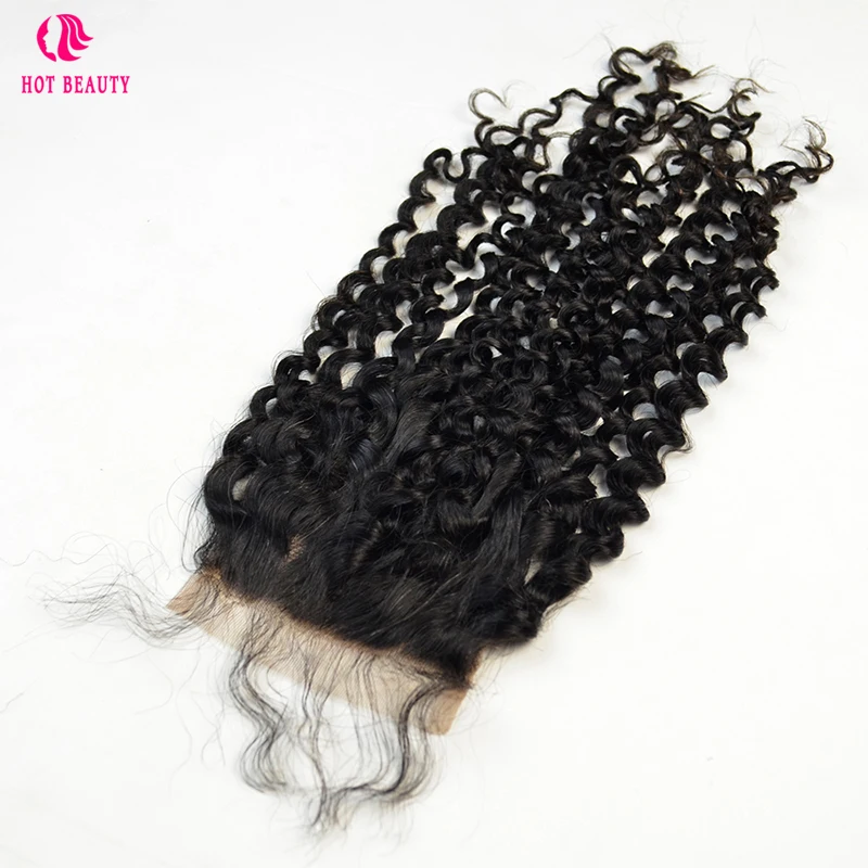 Красивые бразильские человеческие волосы Remy кудрявые на шнурке 8-20 дюймов 4X4
