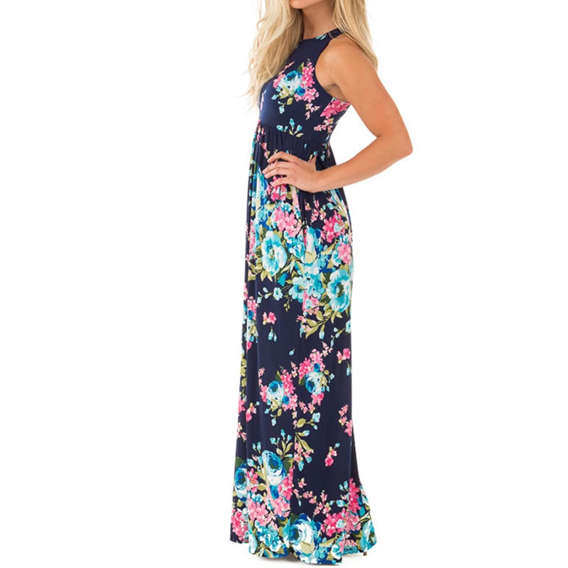 Женское платье в стиле бохо длинное облегающее Платье макси с цветочным принтом