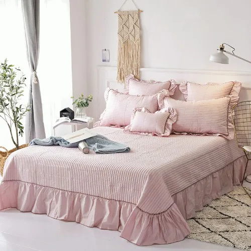 bedspread 3 Хлопковое серое розовое покрывало, покрывало, покрывало для кровати, набор наматрасников, простыня, наволочка, наволочка, colcha de cama - Цвет: bedspread 3