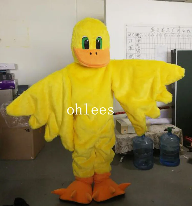 Ohlees Желтая Утка Птица талисман костюмы для взрослых распродажа Хэллоуин
