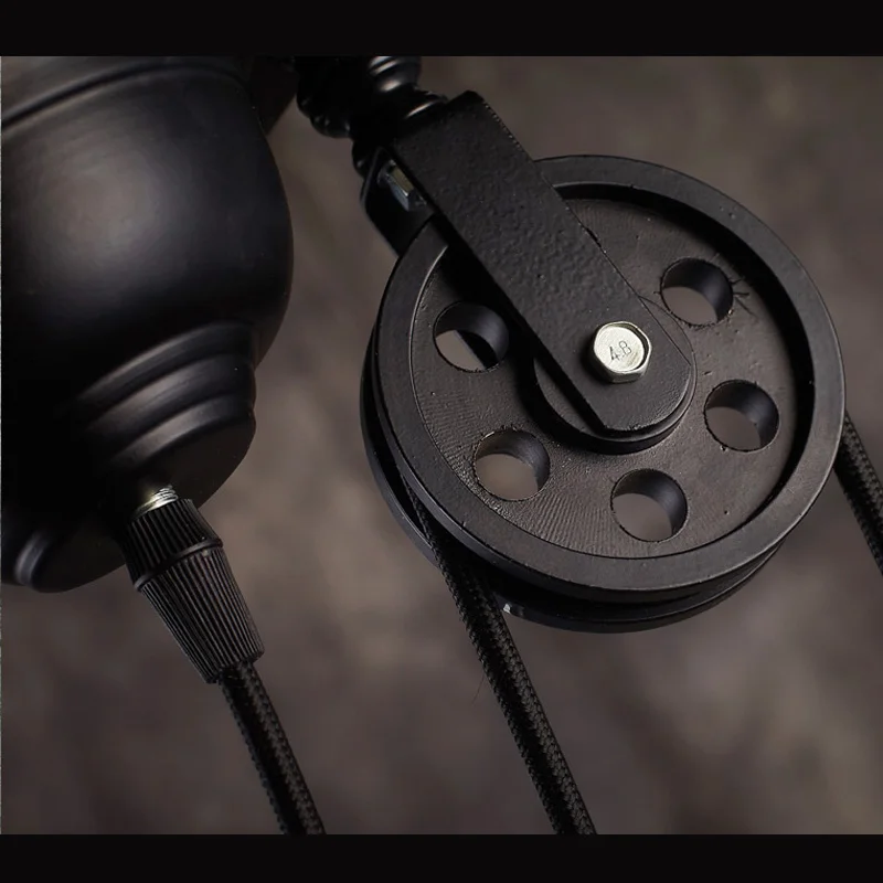 Столовая стекло или металлический оттенок подъема висит лампы Ретро Винтаж шкив