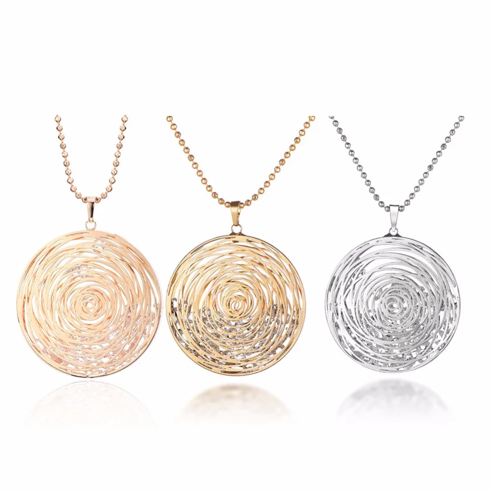 Женская с перфорацией круглая подвеска ожерелье розовое золото серебро круговая