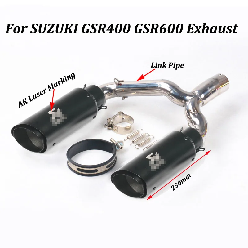 01 Для SUZUKI GSR400 GSR600 BK400 BK600 двойной глушитель выхлопа мотоцикл модифицированный с передним средним звеном трубы скольжения на - Цвет: 01