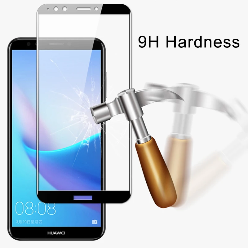 Защитное стекло для экрана y6 y7 y5 prime 2018 цветное полноэкранное 3d Huawei Y3 Y5 Y6 Y7 Y9 Prime Pro
