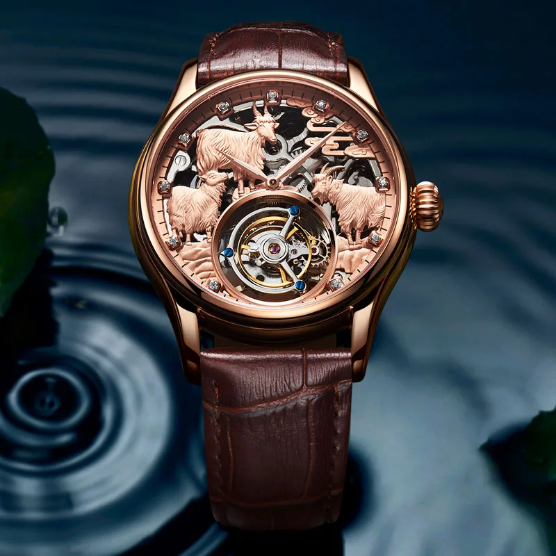 Оригинальный бренд Sanyang Kaitai Seagull Tourbillon мужские механические часы с 3D тиснением