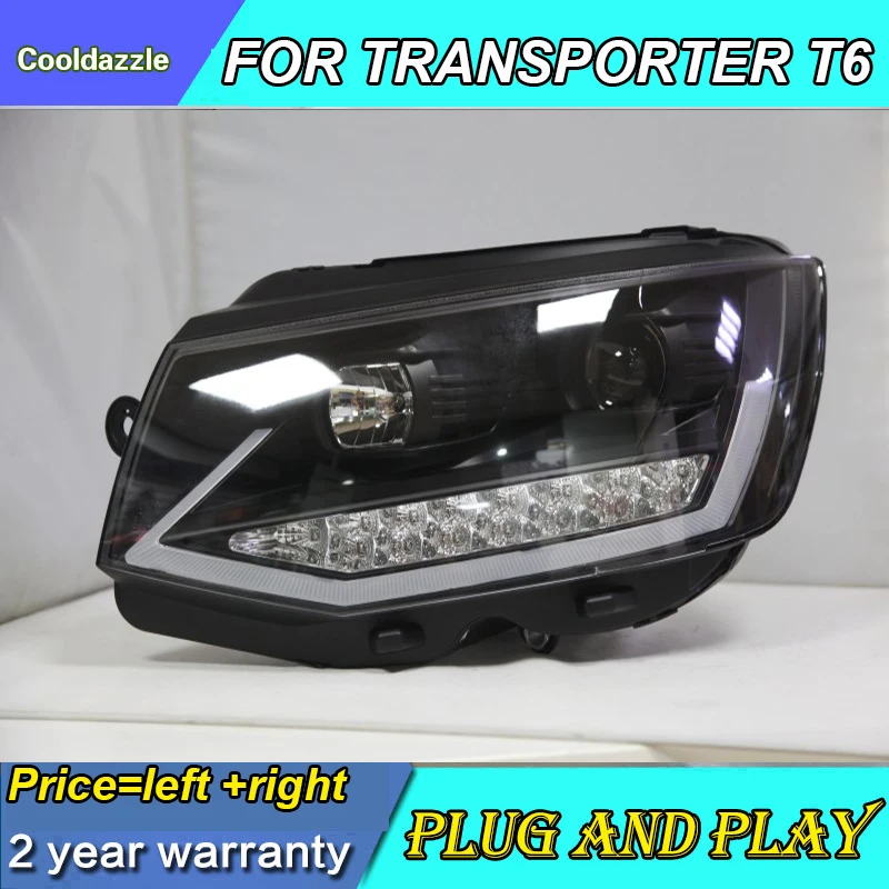 Передние светодиодсветодиодный фары с дневным ходом для Volkswagen Transporter Caravelle Multivan T6