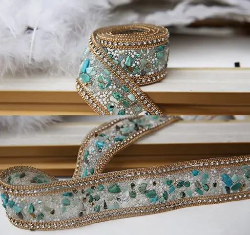 Кружевная отделка из бирюзы кружевная вышивка одежда для самостоятельного