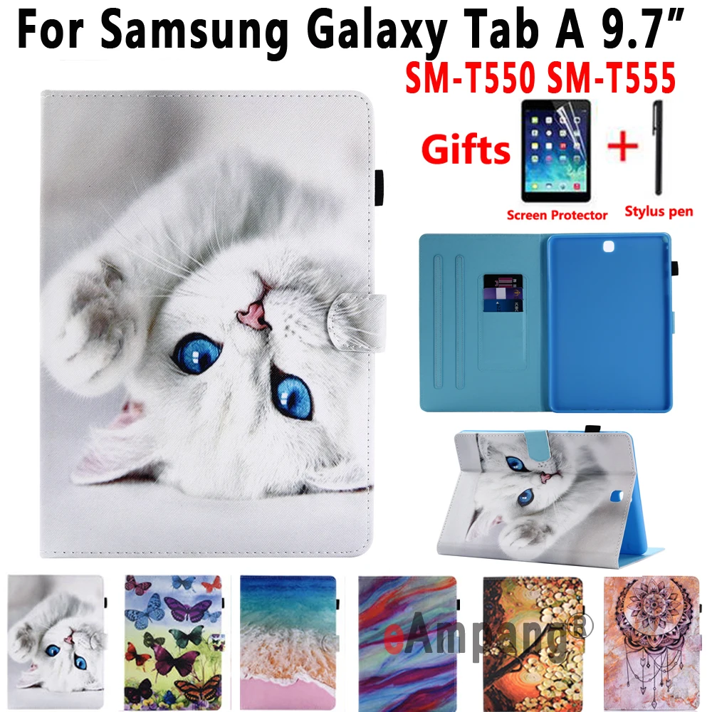 

Smart Case for Samsung Galaxy Tab A 9.7 T550 T555 P550 SM-T550 SM-T555 Cover Funda Stand Pu Leather Case for Samsung Tab A 9.7