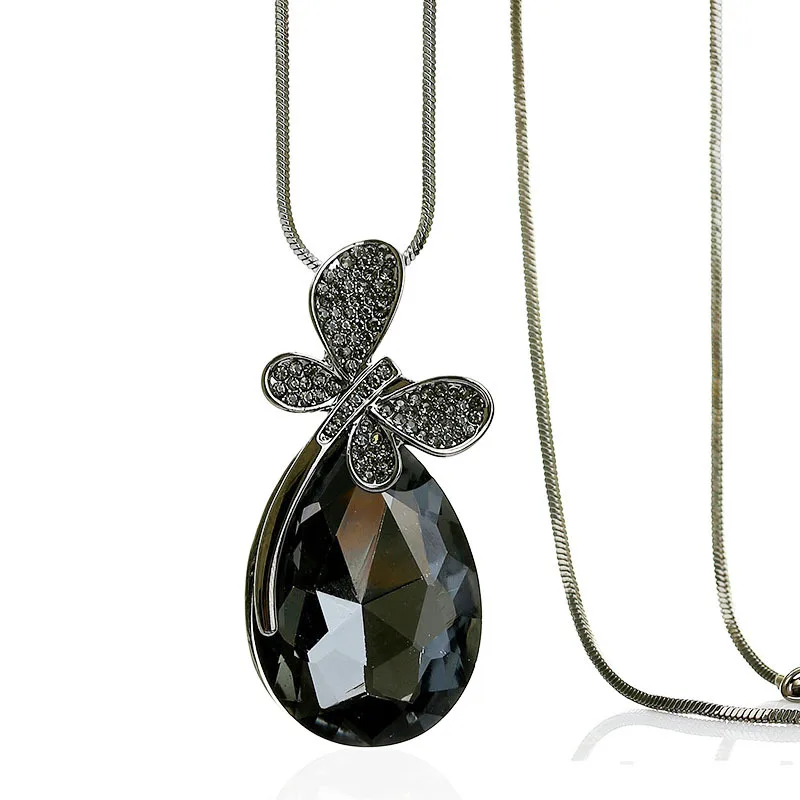 Женское модное ожерелье с подвеской в виде капель кристаллами | Украшения и