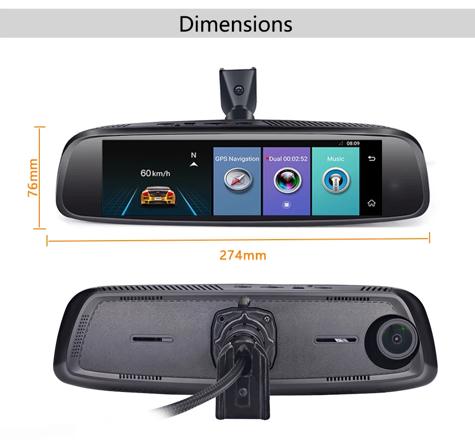 Зеркало заднего вида ANSTAR 8 дюймов 2 ГБ + 32 4G Android 3 объектива HD 1080P ночное видение GPS