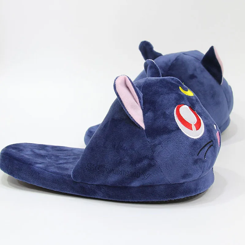 Плюшевые тапочки с рисунком SailorMoon Luna Сейлор Мун зимние домашние плюшевые Тапочки